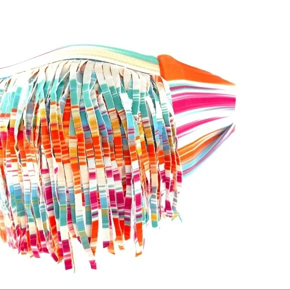 L*Space Women’s Orange Blue Bikini Top - Picture 2 of 8